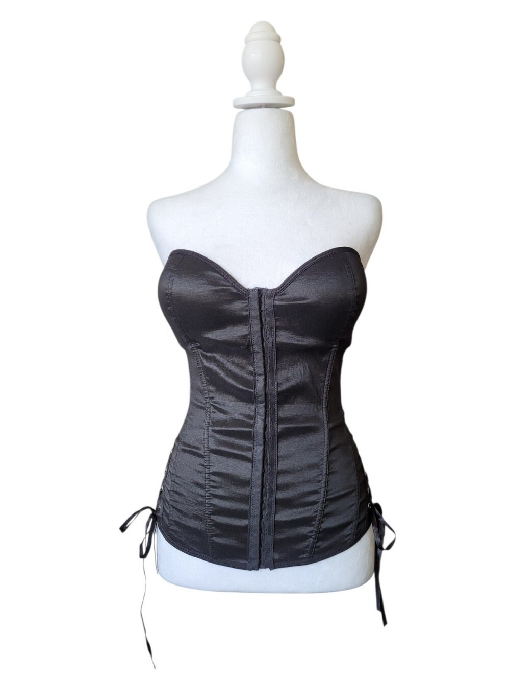 Spirit Black Satin Strapless Corset Top